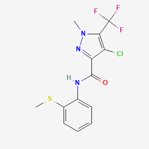 molecular formula C13H11ClF3N3OS B5954012 4-Chloro-1-methyl-N-[2-(methylsulfanyl)phenyl]-5-(trifluoromethyl)-1H-pyrazole-3-carboxamide 