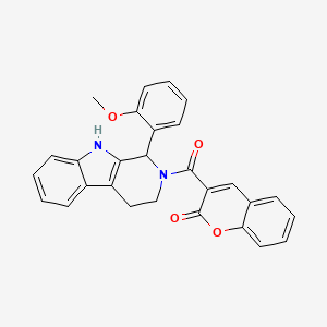 molecular formula C28H22N2O4 B5954019 3-{[1-(2-methoxyphenyl)-1,3,4,9-tetrahydro-2H-beta-carbolin-2-yl]carbonyl}-2H-chromen-2-one 