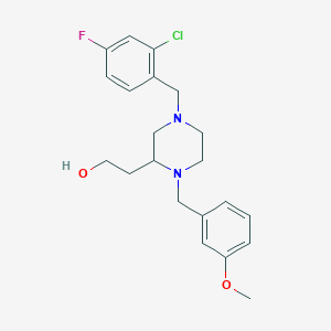 molecular formula C21H26ClFN2O2 B5954025 2-[4-(2-chloro-4-fluorobenzyl)-1-(3-methoxybenzyl)-2-piperazinyl]ethanol 