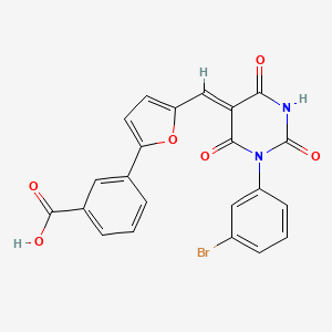 3-[5-[(Z)-[1-(3-bromophenyl)-2,4,6-trioxo-1,3-diazinan-5-ylidene]methyl]furan-2-yl]benzoic acid