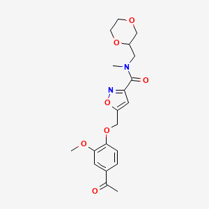 5-[(4-acetyl-2-methoxyphenoxy)methyl]-N-(1,4-dioxan-2-ylmethyl)-N-methyl-1,2-oxazole-3-carboxamide