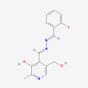 4-[(E)-[(E)-(2-fluorophenyl)methylidenehydrazinylidene]methyl]-5-(hydroxymethyl)-2-methylpyridin-3-ol