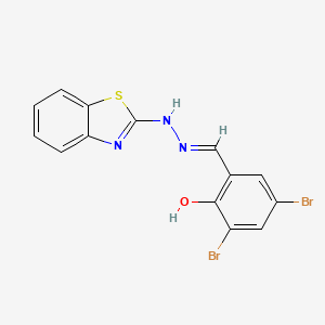 2-[(E)-[2-(1,3-BENZOTHIAZOL-2-YL)HYDRAZIN-1-YLIDENE]METHYL]-4,6-DIBROMOPHENOL