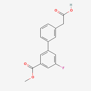 molecular formula C16H13FO4 B595418 3-[3-Fluoro-5-(methoxycarbonyl)phenyl]phenylacetic acid CAS No. 1334500-13-8