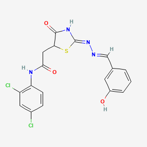 N-(2,4-dichlorophenyl)-2-{4-hydroxy-2-[(3-hydroxybenzylidene)hydrazono]-2,5-dihydro-1,3-thiazol-5-yl}acetamide