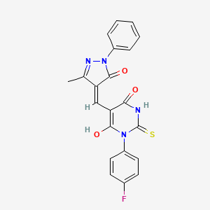 1-(4-fluorophenyl)-6-hydroxy-5-[(Z)-(3-methyl-5-oxo-1-phenylpyrazol-4-ylidene)methyl]-2-sulfanylidenepyrimidin-4-one