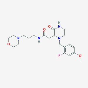 molecular formula C21H31FN4O4 B5954265 2-[1-(2-fluoro-4-methoxybenzyl)-3-oxo-2-piperazinyl]-N-[3-(4-morpholinyl)propyl]acetamide 