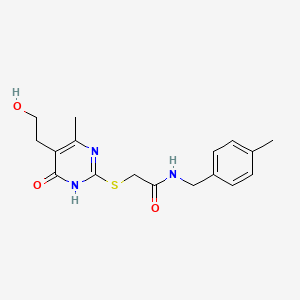 2-[[5-(2-hydroxyethyl)-4-methyl-6-oxo-1H-pyrimidin-2-yl]sulfanyl]-N-[(4-methylphenyl)methyl]acetamide