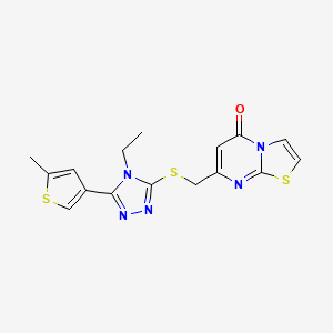 molecular formula C16H15N5OS3 B5954341 7-({[4-ETHYL-5-(5-METHYL-3-THIENYL)-4H-1,2,4-TRIAZOL-3-YL]SULFANYL}METHYL)-5H-[1,3]THIAZOLO[3,2-A]PYRIMIDIN-5-ONE 