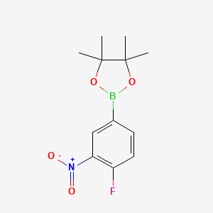 molecular formula C12H15BFNO4 B595436 2-(4-Fluoro-3-nitrophenyl)-4,4,5,5-tetramethyl-1,3,2-dioxaborolane CAS No. 1218791-09-3
