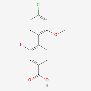 molecular formula C14H10ClFO3 B595440 4-(4-氯-2-甲氧基苯基)-3-氟苯甲酸 CAS No. 1261970-23-3