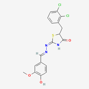 molecular formula C18H15Cl2N3O3S B5954401 (2E)-5-(2,3-dichlorobenzyl)-2-[(2E)-(4-hydroxy-3-methoxybenzylidene)hydrazinylidene]-1,3-thiazolidin-4-one 