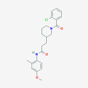 molecular formula C23H27ClN2O3 B5954434 3-[1-(2-chlorobenzoyl)-3-piperidinyl]-N-(4-methoxy-2-methylphenyl)propanamide 