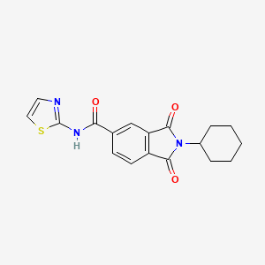 molecular formula C18H17N3O3S B5954450 2-cyclohexyl-1,3-dioxo-N-(1,3-thiazol-2-yl)-2,3-dihydro-1H-isoindole-5-carboxamide 