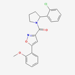 molecular formula C21H19ClN2O3 B5954552 3-{[2-(2-chlorophenyl)-1-pyrrolidinyl]carbonyl}-5-(2-methoxyphenyl)isoxazole 