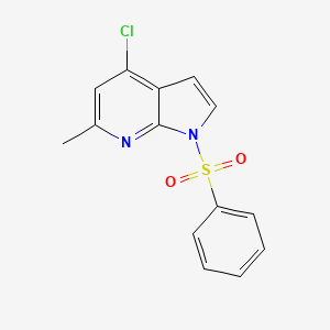 molecular formula C14H11ClN2O2S B595456 1-(Phenylsulfonyl)-4-chloro-6-methyl-7-azaindole CAS No. 1227269-27-3