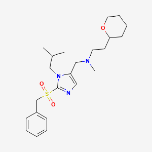 molecular formula C23H35N3O3S B5954611 N-{[2-(benzylsulfonyl)-1-isobutyl-1H-imidazol-5-yl]methyl}-N-methyl-2-(tetrahydro-2H-pyran-2-yl)ethanamine 