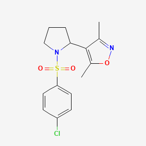 molecular formula C15H17ClN2O3S B5954647 4-{1-[(4-chlorophenyl)sulfonyl]-2-pyrrolidinyl}-3,5-dimethylisoxazole 