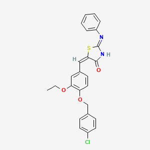 molecular formula C25H21ClN2O3S B5954664 5-{4-[(4-chlorobenzyl)oxy]-3-ethoxybenzylidene}-2-(phenylimino)-1,3-thiazolidin-4-one 