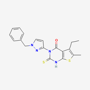 molecular formula C19H18N4OS2 B5954708 3-(1-benzyl-1H-pyrazol-3-yl)-5-ethyl-2-mercapto-6-methylthieno[2,3-d]pyrimidin-4(3H)-one 