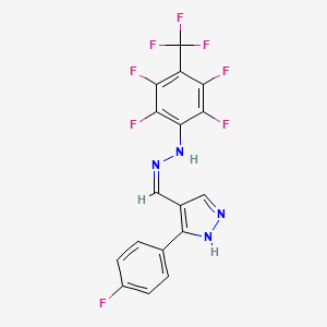 3-(4-FLUOROPHENYL)-4-[(Z)-{2-[2,3,5,6-TETRAFLUORO-4-(TRIFLUOROMETHYL)PHENYL]HYDRAZIN-1-YLIDENE}METHYL]-1H-PYRAZOLE