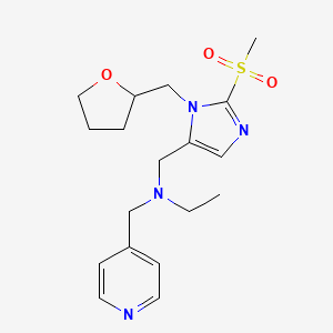 molecular formula C18H26N4O3S B5954754 N-{[2-(methylsulfonyl)-1-(tetrahydro-2-furanylmethyl)-1H-imidazol-5-yl]methyl}-N-(4-pyridinylmethyl)ethanamine 