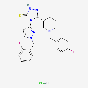 5-[1-(4-fluorobenzyl)-3-piperidinyl]-4-[1-(2-fluorobenzyl)-1H-pyrazol-3-yl]-4H-1,2,4-triazole-3-thiol hydrochloride