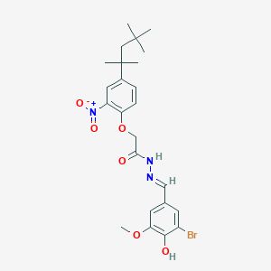 molecular formula C24H30BrN3O6 B5954802 N-[(E)-(3-bromo-4-hydroxy-5-methoxyphenyl)methylideneamino]-2-[2-nitro-4-(2,4,4-trimethylpentan-2-yl)phenoxy]acetamide 