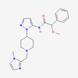 2-methoxy-N-[2-[1-[(1-methylimidazol-2-yl)methyl]piperidin-4-yl]pyrazol-3-yl]-2-phenylacetamide