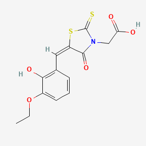 2-[(5E)-5-[(3-ethoxy-2-hydroxyphenyl)methylidene]-4-oxo-2-sulfanylidene-1,3-thiazolidin-3-yl]acetic acid