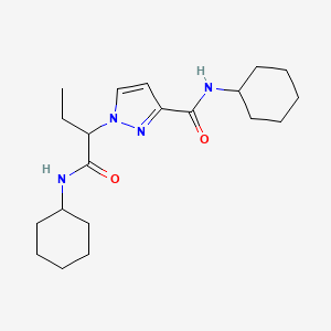 molecular formula C20H32N4O2 B5954893 N~3~-CYCLOHEXYL-1-{1-[(CYCLOHEXYLAMINO)CARBONYL]PROPYL}-1H-PYRAZOLE-3-CARBOXAMIDE 