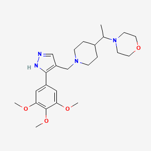 molecular formula C24H36N4O4 B5954913 4-[1-(1-{[3-(3,4,5-trimethoxyphenyl)-1H-pyrazol-4-yl]methyl}-4-piperidinyl)ethyl]morpholine 