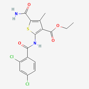 molecular formula C16H14Cl2N2O4S B5954968 Ethyl 5-carbamoyl-2-[(2,4-dichlorobenzoyl)amino]-4-methylthiophene-3-carboxylate 