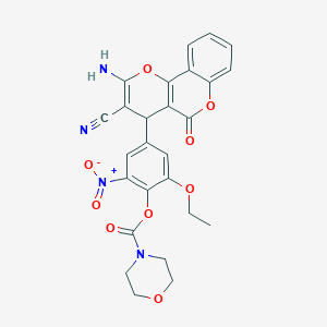 4-(2-amino-3-cyano-5-oxo-4H,5H-pyrano[3,2-c]chromen-4-yl)-2-ethoxy-6-nitrophenyl morpholine-4-carboxylate