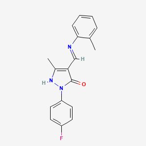 molecular formula C18H16FN3O B5955101 1-(4-FLUOROPHENYL)-3-METHYL-4-[(Z)-1-(2-TOLUIDINO)METHYLIDENE]-1H-PYRAZOL-5-ONE 