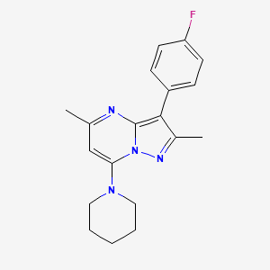 molecular formula C19H21FN4 B5955115 1-[3-(4-Fluorophenyl)-2,5-dimethylpyrazolo[1,5-a]pyrimidin-7-yl]piperidine 