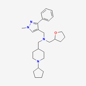 molecular formula C27H40N4O B5955123 1-(1-cyclopentyl-4-piperidinyl)-N-[(1-methyl-3-phenyl-1H-pyrazol-4-yl)methyl]-N-(tetrahydro-2-furanylmethyl)methanamine 