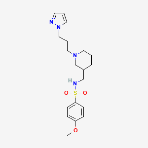 molecular formula C19H28N4O3S B5955249 4-methoxy-N-({1-[3-(1H-pyrazol-1-yl)propyl]-3-piperidinyl}methyl)benzenesulfonamide 