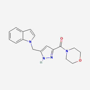 molecular formula C17H18N4O2 B5955266 1-{[3-(4-morpholinylcarbonyl)-1H-pyrazol-5-yl]methyl}-1H-indole 