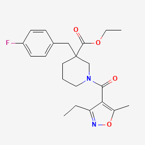 ethyl 1-[(3-ethyl-5-methyl-4-isoxazolyl)carbonyl]-3-(4-fluorobenzyl)-3-piperidinecarboxylate