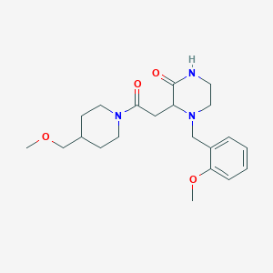 molecular formula C21H31N3O4 B5955366 4-(2-methoxybenzyl)-3-{2-[4-(methoxymethyl)-1-piperidinyl]-2-oxoethyl}-2-piperazinone 