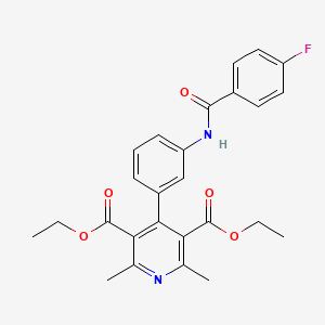 molecular formula C26H25FN2O5 B5955367 diethyl 4-{3-[(4-fluorobenzoyl)amino]phenyl}-2,6-dimethyl-3,5-pyridinedicarboxylate 