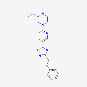 molecular formula C22H27N5O B5955452 2-ethyl-1-methyl-4-{5-[3-(2-phenylethyl)-1,2,4-oxadiazol-5-yl]-2-pyridinyl}piperazine 