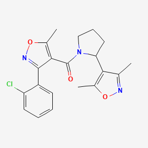 molecular formula C20H20ClN3O3 B5955455 3-(2-Chlorophenyl)-4-[2-(3,5-dimethyl-1,2-oxazol-4-YL)pyrrolidine-1-carbonyl]-5-methyl-1,2-oxazole 