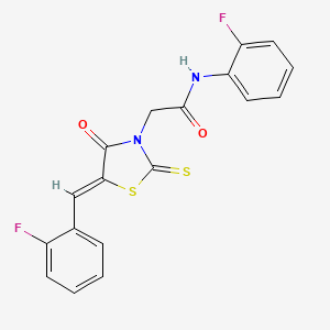 molecular formula C18H12F2N2O2S2 B5955490 2-[5-(2-fluorobenzylidene)-4-oxo-2-thioxo-1,3-thiazolidin-3-yl]-N-(2-fluorophenyl)acetamide 