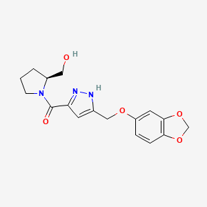 molecular formula C17H19N3O5 B5955543 [5-(1,3-benzodioxol-5-yloxymethyl)-1H-pyrazol-3-yl]-[(2S)-2-(hydroxymethyl)pyrrolidin-1-yl]methanone 