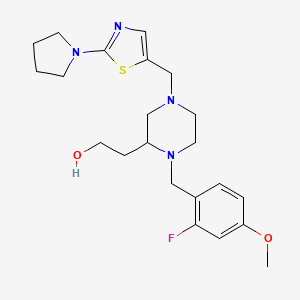 2-(1-(2-fluoro-4-methoxybenzyl)-4-{[2-(1-pyrrolidinyl)-1,3-thiazol-5-yl]methyl}-2-piperazinyl)ethanol