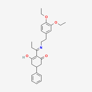 molecular formula C27H33NO4 B5955601 2-{1-[(3,4-DIETHOXYPHENETHYL)AMINO]PROPYLIDENE}-5-PHENYL-1,3-CYCLOHEXANEDIONE 