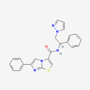 molecular formula C23H19N5OS B5955618 6-phenyl-N-[1-phenyl-2-(1H-pyrazol-1-yl)ethyl]imidazo[2,1-b][1,3]thiazole-3-carboxamide 