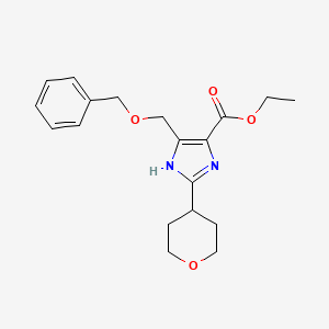 molecular formula C19H24N2O4 B595565 ethyl 4-(benzyloxymethyl)-2-(tetrahydro-2H-pyran-4-yl)-1H-imidazole-5-carboxylate CAS No. 1245649-48-2